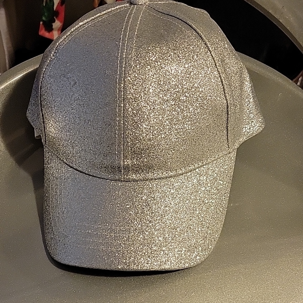 NWT INC Silver Glitter Baseball Cap